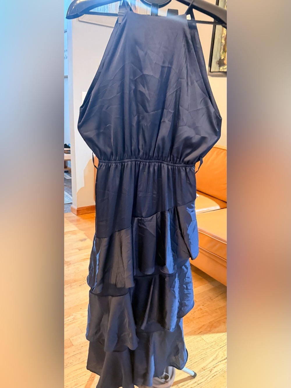 Petal & Pup Navy Tiered Satin Dress size 6 NWT